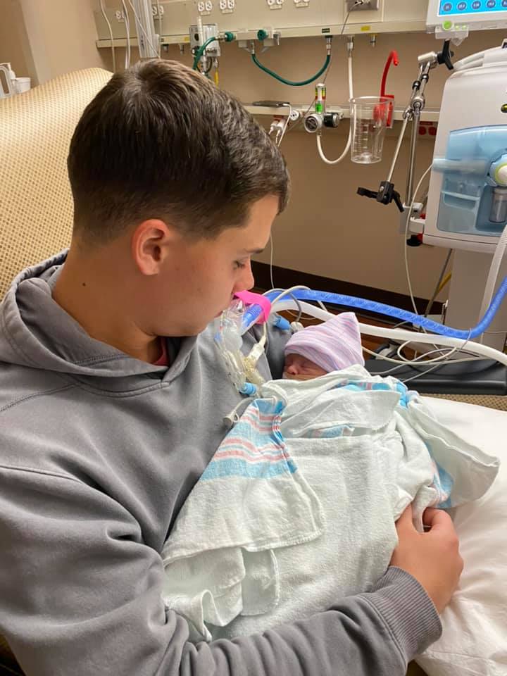 picture of Brandon and baby mac at the hospital